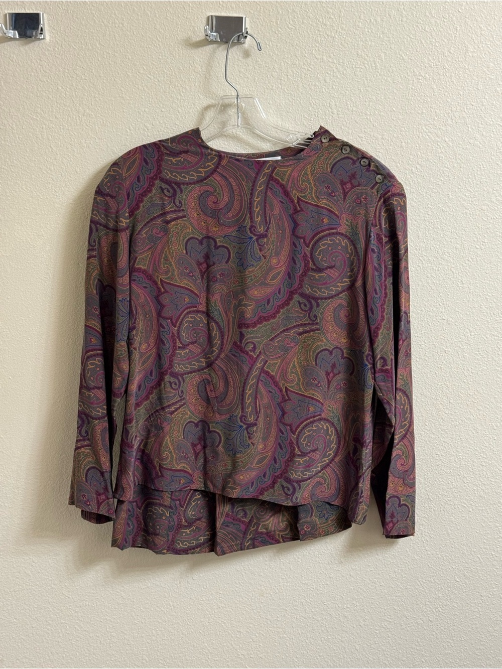 Vintage Liz Claiborne Long-Sleeve Paisley 100% Silk 2 Piece Matching Set
